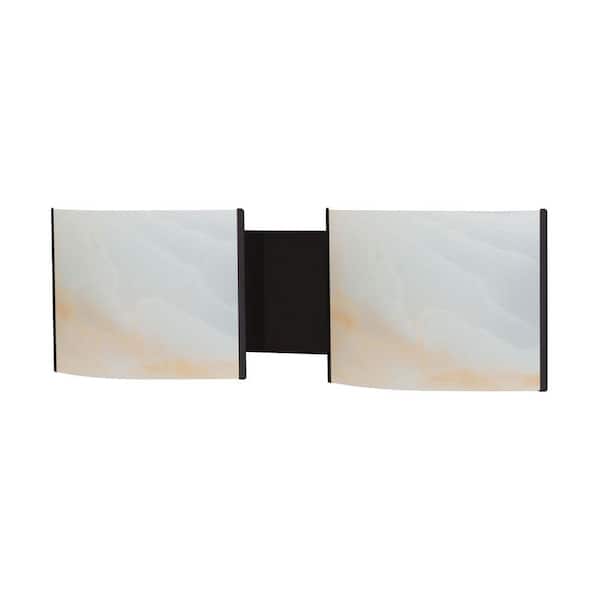 Titan Lighting Pannelli 2-Light Oil Rubbed Bronze Vanity Light with Hand-Moulded Honey Alabaster Glass