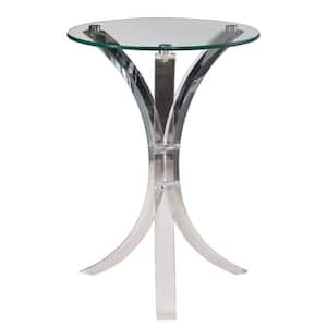 Contemporary Clear Acrylic Accent Table with Glass Top