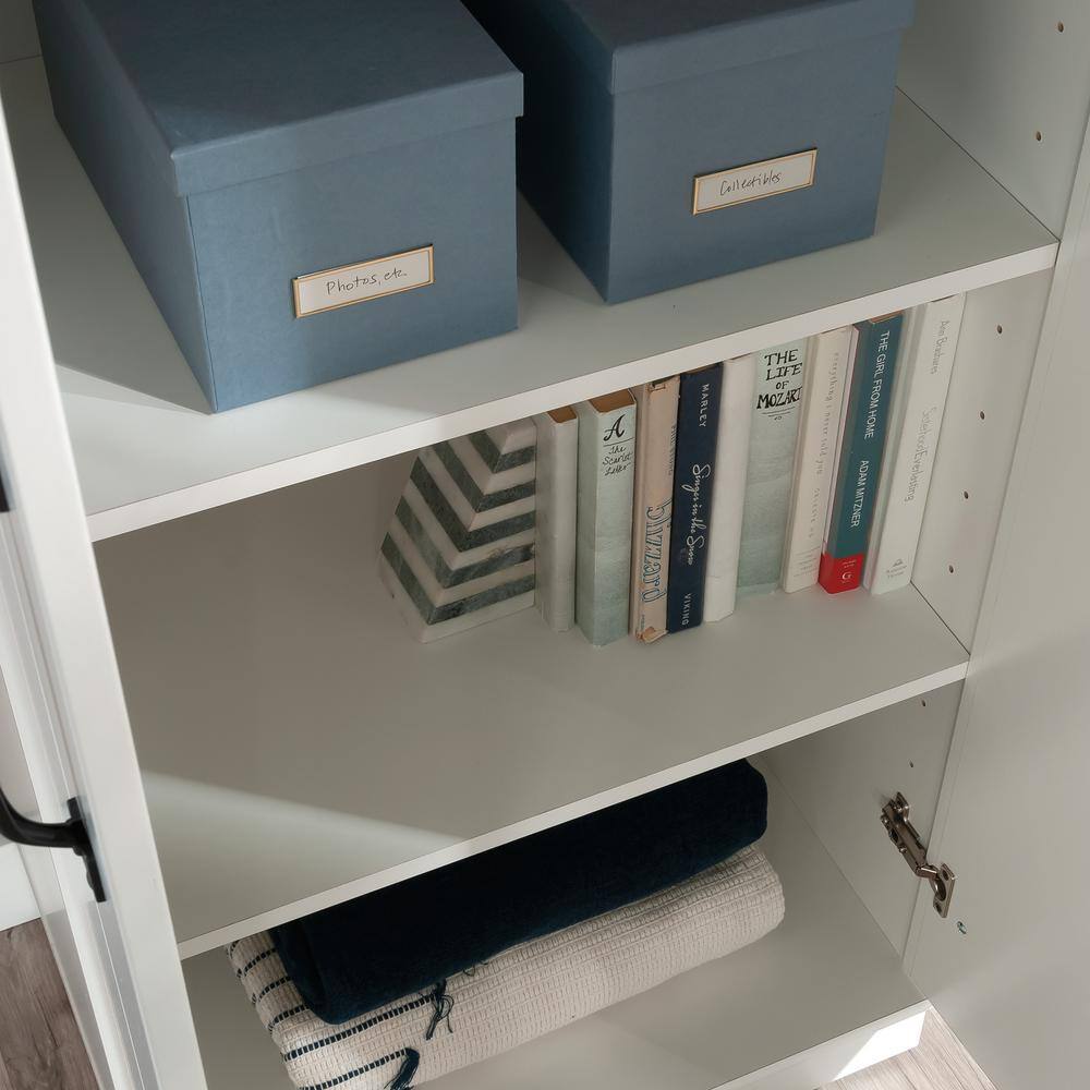 Soft White Tall Kitchen Pantry Cabinet with Adjustable Shelves