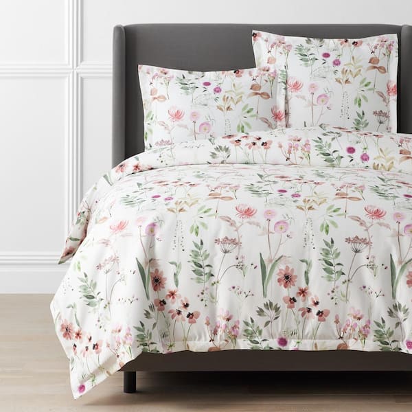 The Company Store Legends Hotel Spring Medley Wrinkle-Free White Multi Queen Sateen Duvet Cover