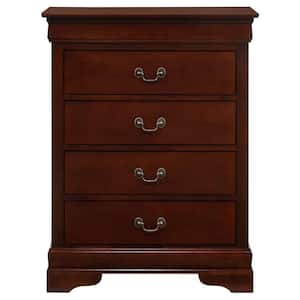 Louis Phillipe 4-Drawer Cherry Chest of Drawers (41 in. H x 31 in. W x 16 in. D)