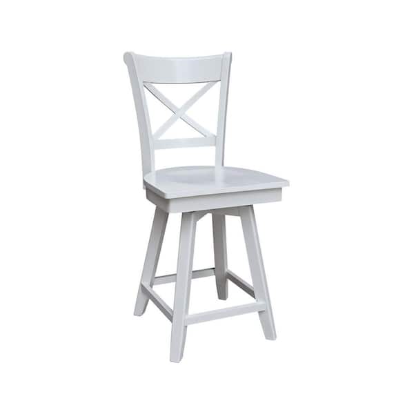 International Concepts Charlotte Solid Wood White Counter Height Stool - 24 in. SH