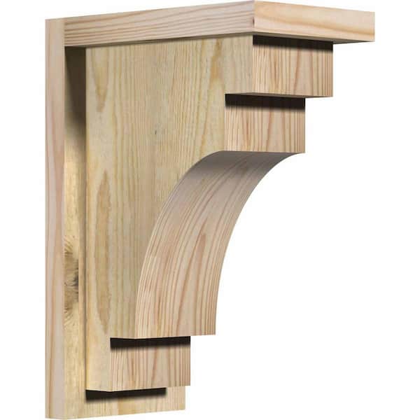 Ekena Millwork 6 in. x 10 in. x 14 in. Douglas Fir Mediterranean Rough Sawn Corbel with Backplate