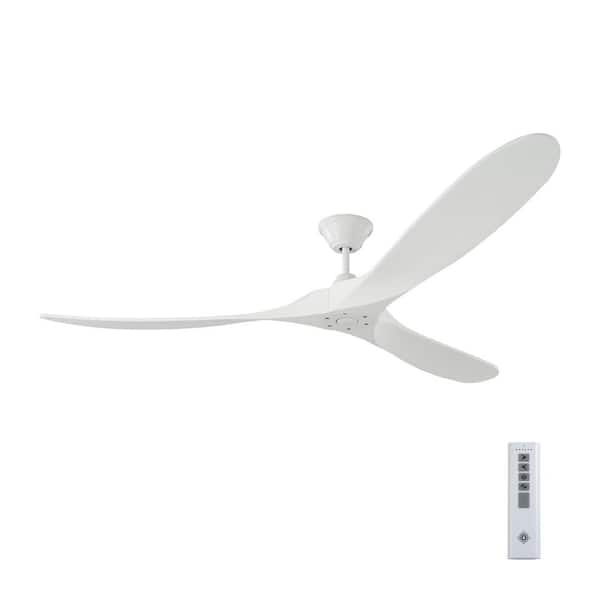 Generation Lighting Maverick Max 70 in. Modern Indoor/Outdoor Matte White Ceiling Fan with White Blades, DC Motor and 6-Speed Remote Control