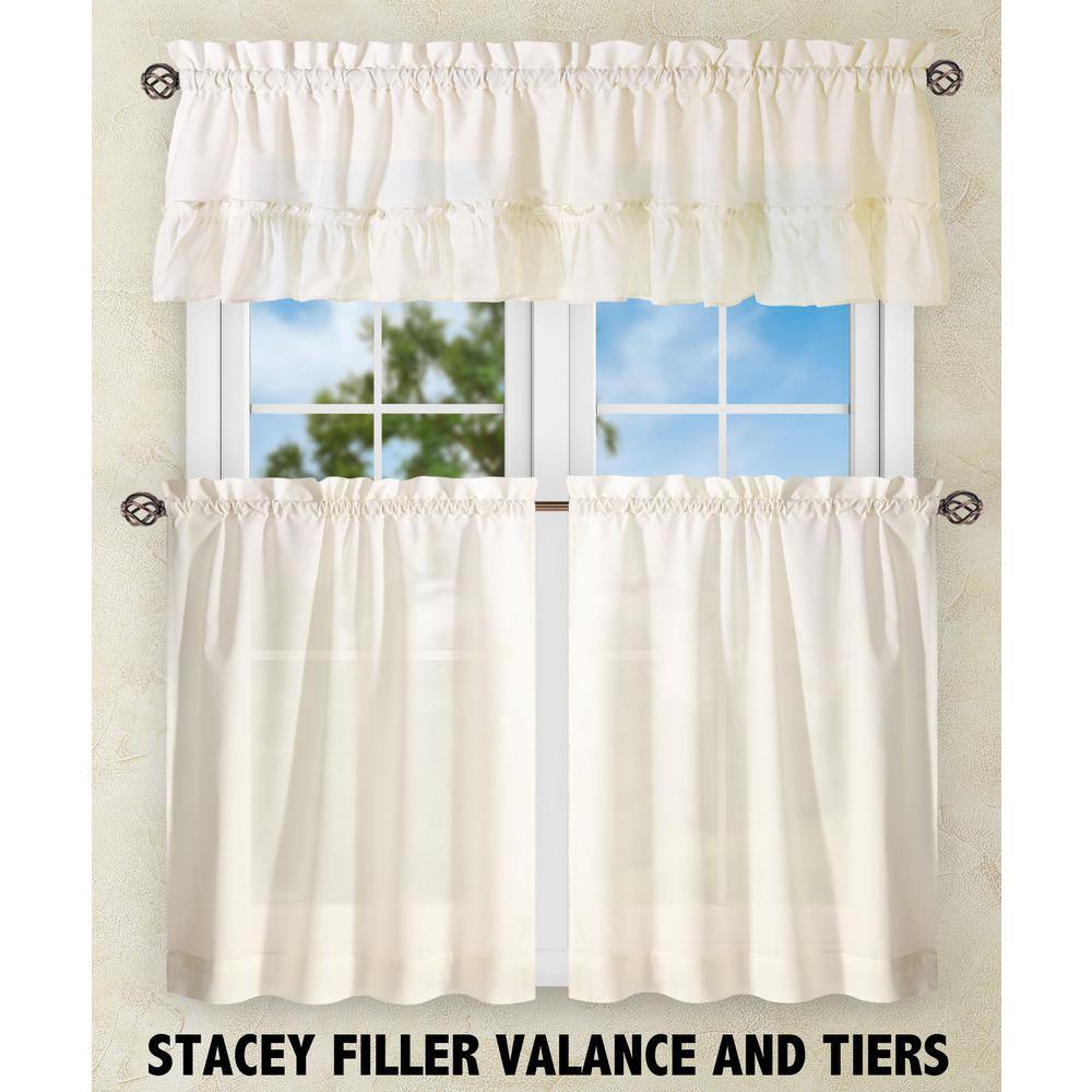 Stacey Ice Cream Sheer Rod Pocket Window Tier Pair