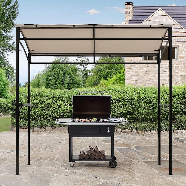 ANGELES HOME 7 ft. x 4.5 ft. Beige Grill Gazebo Outdoor