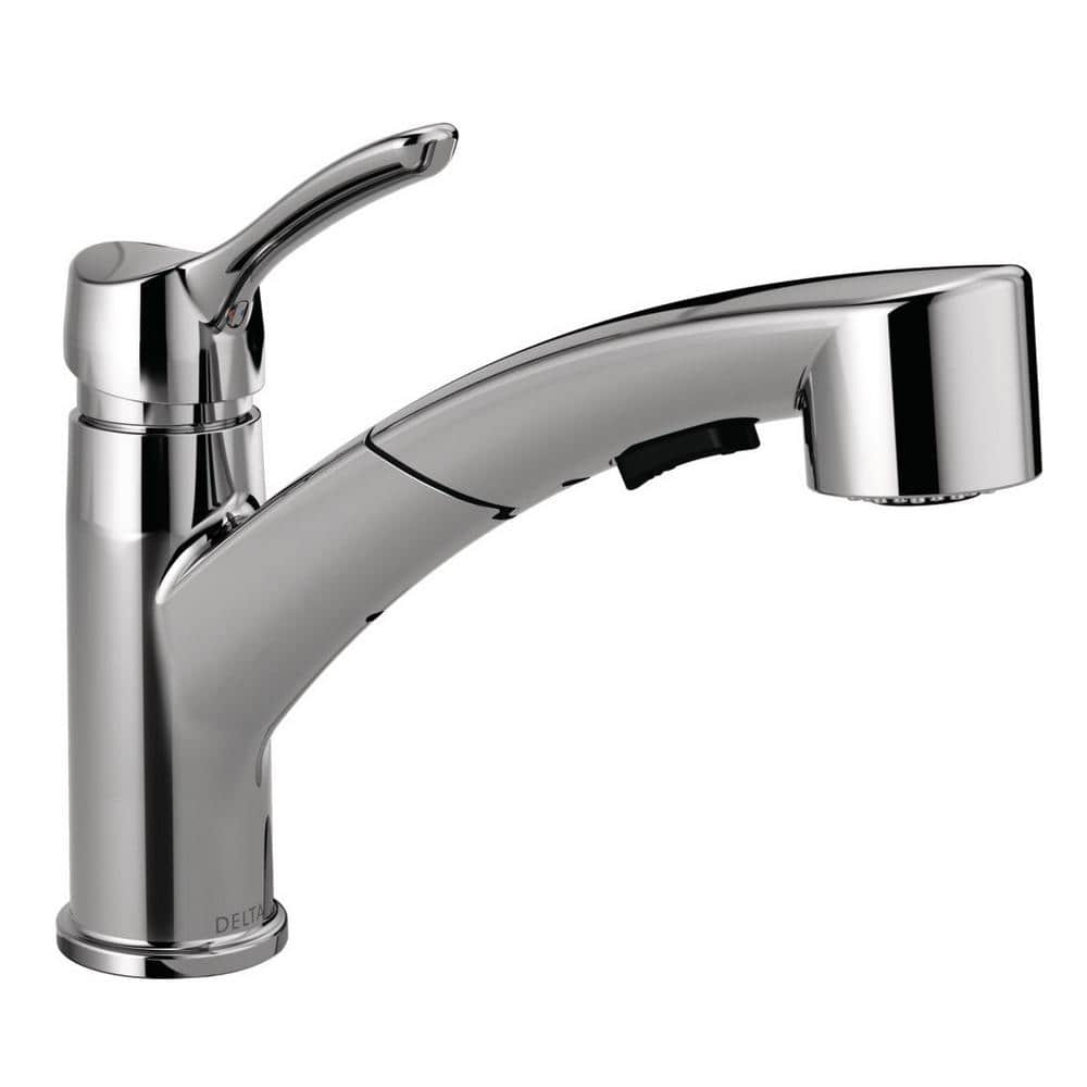 Chrome Single Handle Pull-Out Sprayer Kitchen Faucet