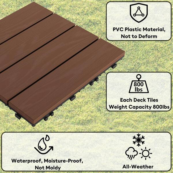 GOGEXX 1 ft. x 1 ft. Interlocking Solid Fir Wood Composite Deck