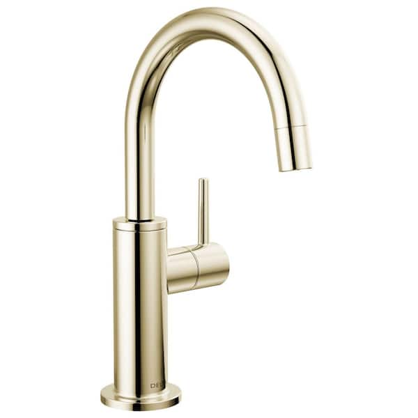 Contemporary Round Single-Handle Beverage Faucet in Polished Nickel