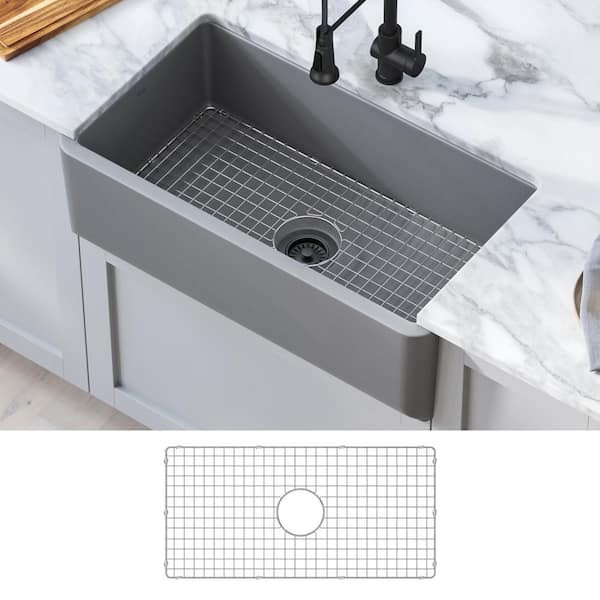 Turino Matte Gray Fireclay 33 in. Single Bowl Farmhouse/Apron-Front Kitchen Sink