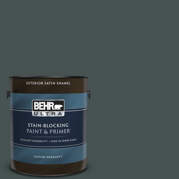 BEHR ULTRA 1 gal. MQ644 Black Evergreen Satin Enamel Exterior Paint