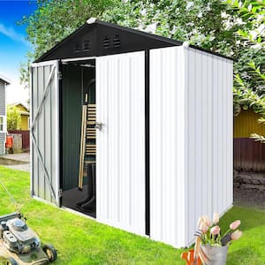 6 ft. W x 4 ft. D Galvanized Steel Outdoor Metal Storage Shed with Double Doors for Patio, Garden, Backyard (24 sq. ft.)
