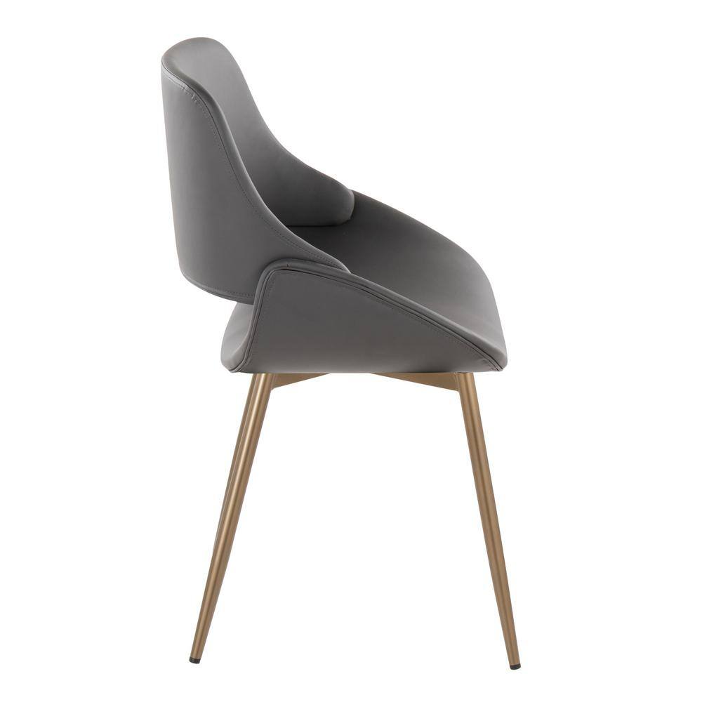 Gray Faux Leather Upholstered Side Chair with Metal Legs