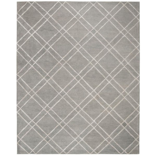 Himalaya 10 ft. x 14 ft. Gray/Silver Geometric Diamonds Area Rug