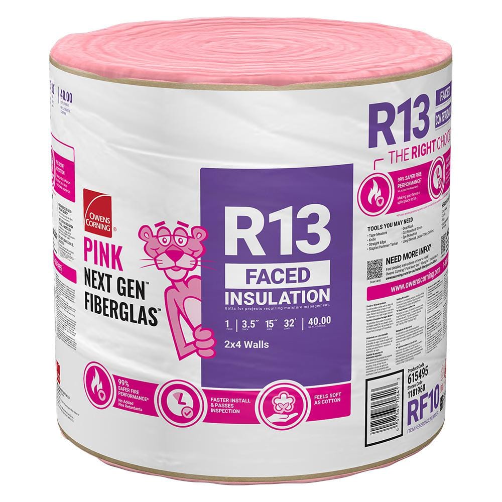 Owens Corning R- 13 Faced Fiberglass Insulation Roll 15 in. x 32 ft. (1  Roll) RF10 - The Home Depot