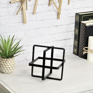 6 in. Black Metal Abstract Cube Specialty Sculpture