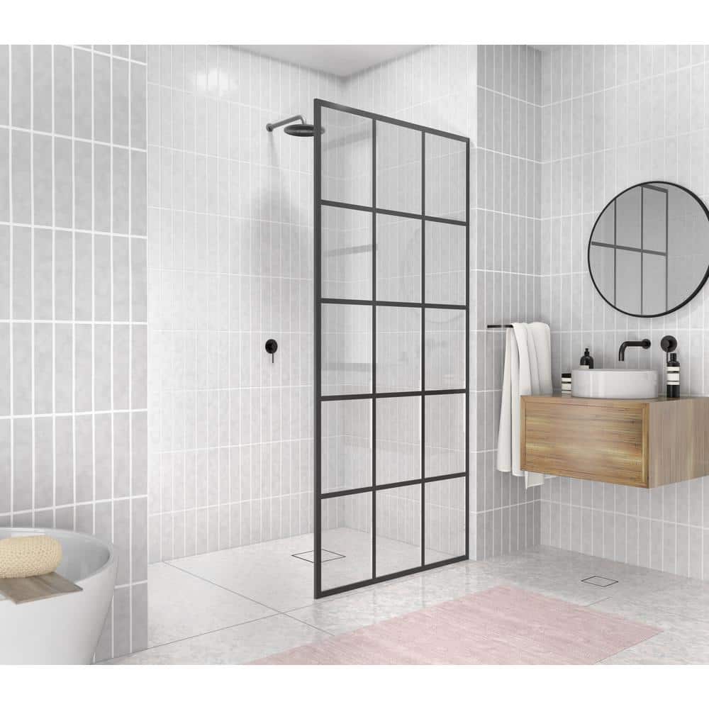 Glass Warehouse French Monture Noir 36 in. W x 78 in. H Fixed Single