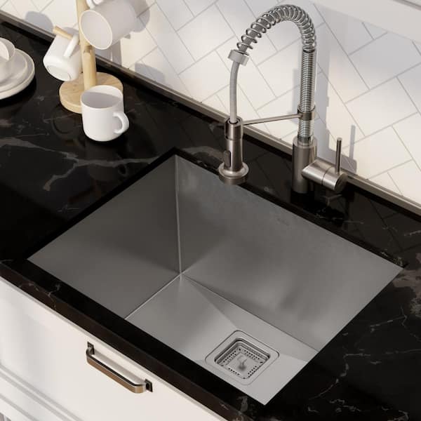 Pax 24 in. Undermount Single Bowl Stainless Steel Kitchen Sink with Faucet in Stainless Steel/Chrome