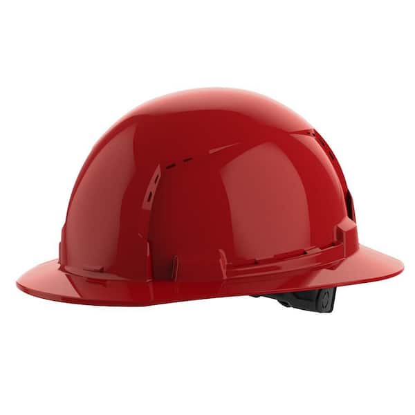 BOLT Red Type 1 Class C Full Brim Vented Hard Hat with 6 Point Ratcheting Suspension