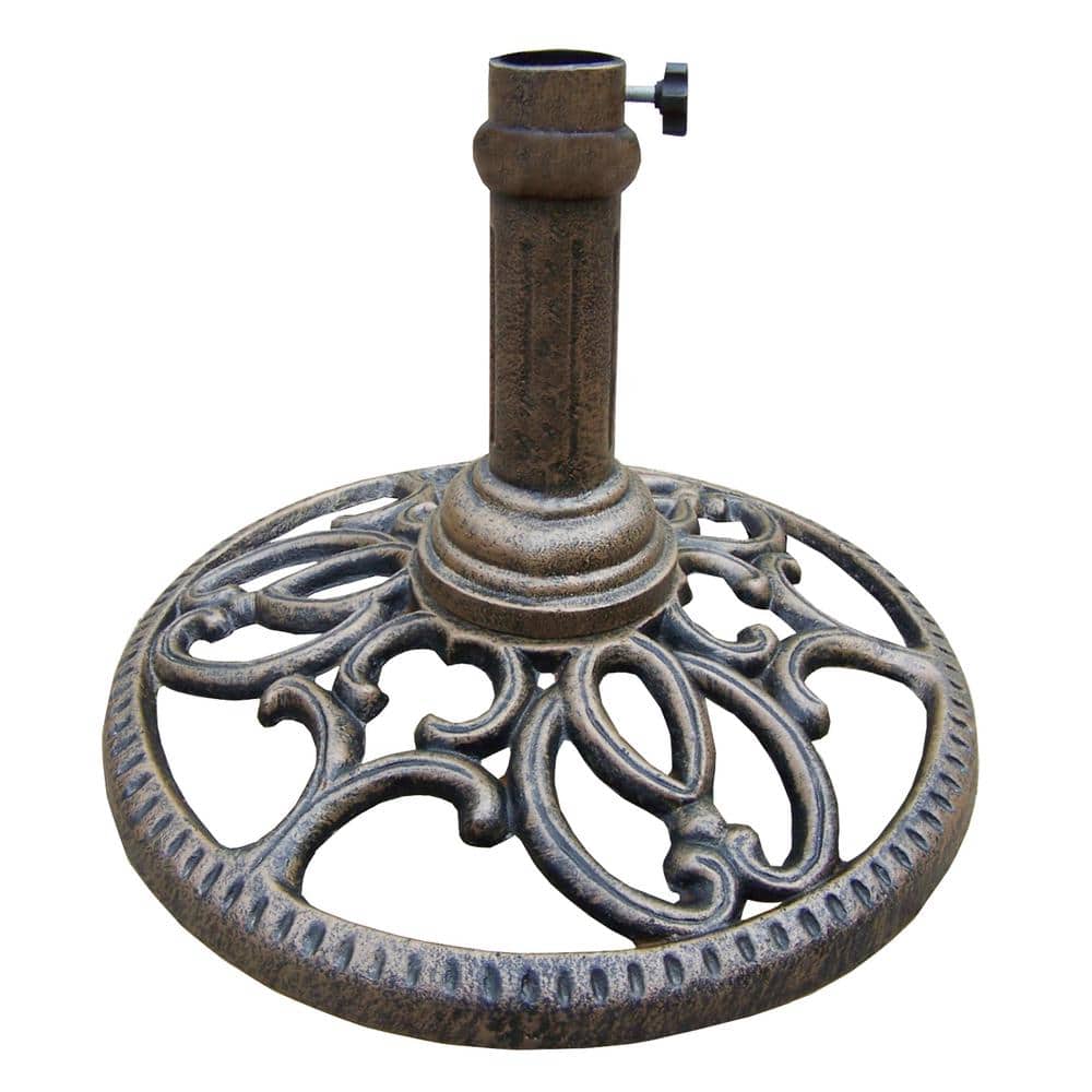 Round Patio Umbrella Base in Antique Bronze