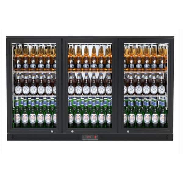 11 cu. ft. Glass Door Counter Height Back Bar Refrigerator with LED Interior Light in Black Coated Steel