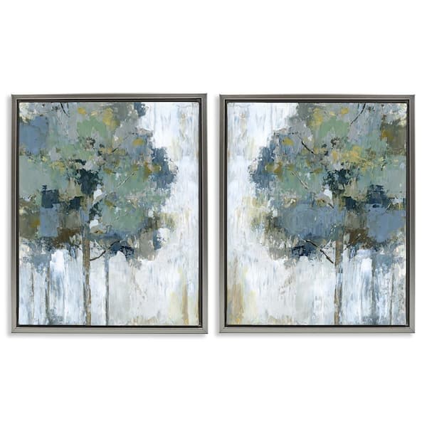 Stupell Industries Tree Impressions Abstract by Nan 2-Pieces Gray Floater Frame Nature Graphic Art Print 31 in. x 25 in.