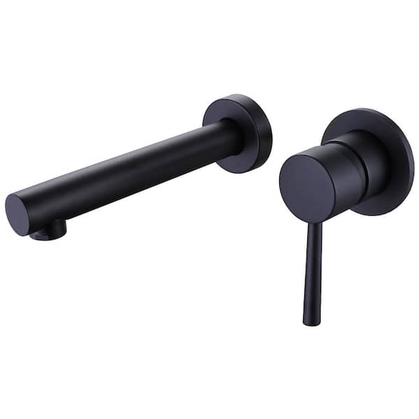 FORCLOVER Single Handle Wall Mounted Bathroom Faucet in Matte Black