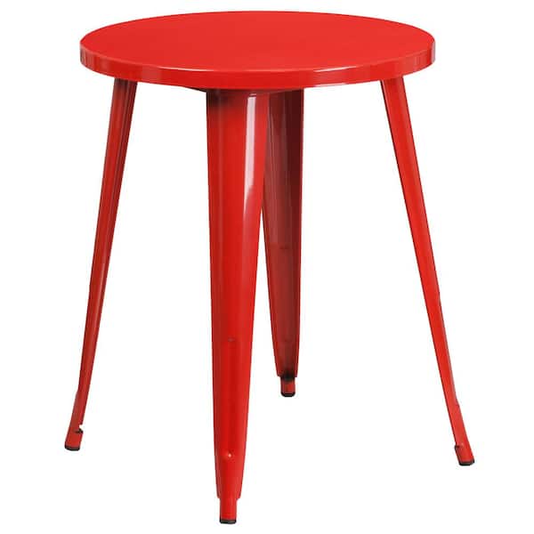 Carnegy Avenue Red Round Metal Outdoor Bistro Table