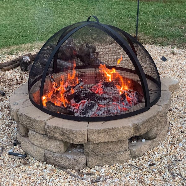 Easy Access Steel Fire Pit Spark Screen, 40 Fire Pit Spark Screen