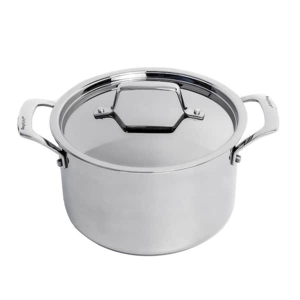Professional 4 Qt. Tri-Ply 18/10-Stainless Steel 8 in. Stockpot with SS Lid