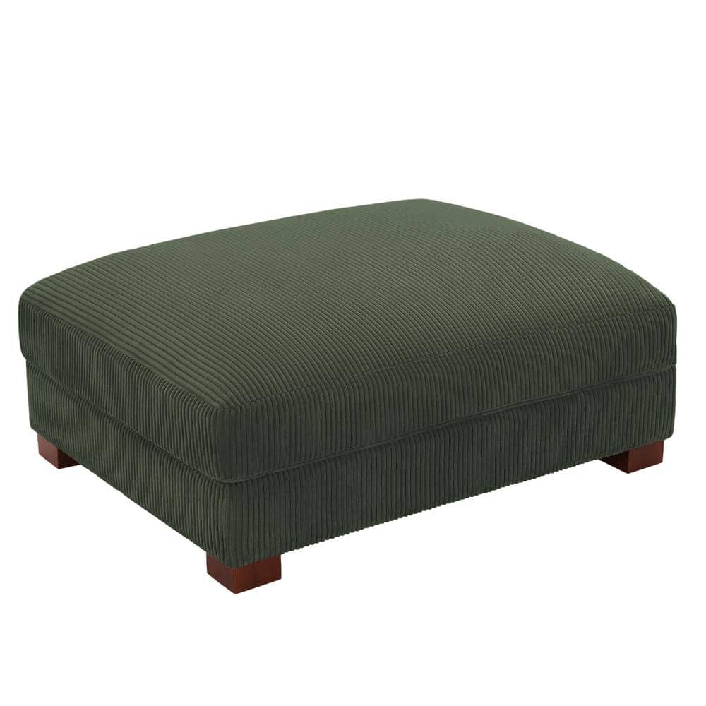 Uixe 42 in. Green Corduroy Fabric Rectangle Ottoman with Wood Legs