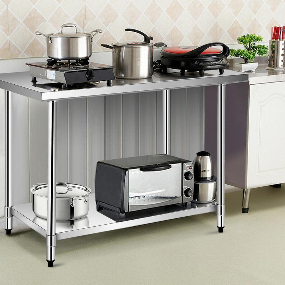 ANGELES HOME 48 in. x 30 in. Silver Stainless Steel Commercial Prep and ...