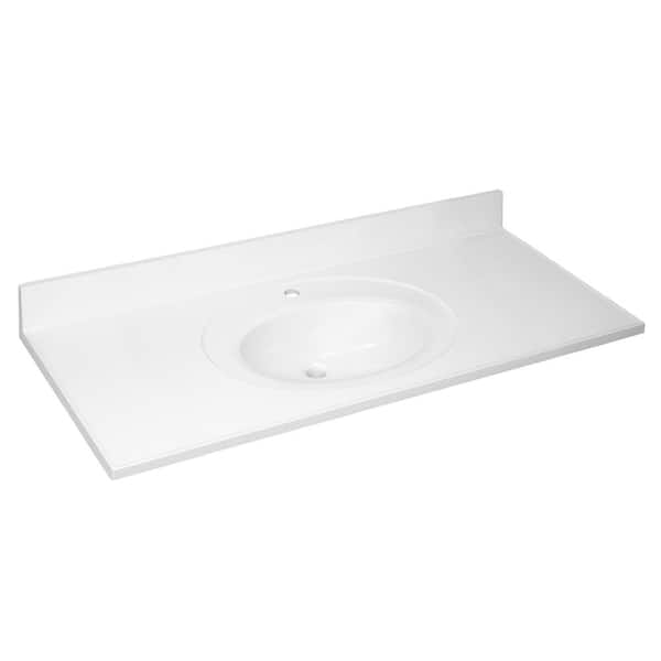 Design House 49 in. x 22 in. Single Faucet Hole Cultured Marble Vanity Top in Solid White with Solid White Basin