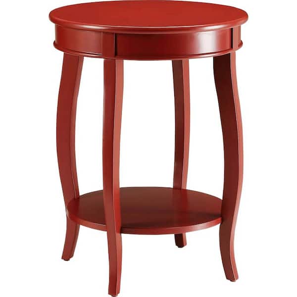 HomeRoots Amelia Red Solid Wood Leg Side Table