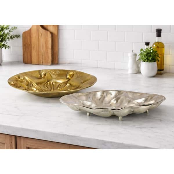 Silver Metal 18 in. Decorative Bowl