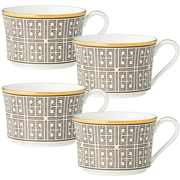 Infinity Bronze 7.5 fl. oz. (Bronze) Bone China Tea Cups, (Set of 4)