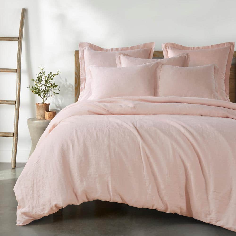 Dusty Pink Linen Twin XL Bedspread Cover