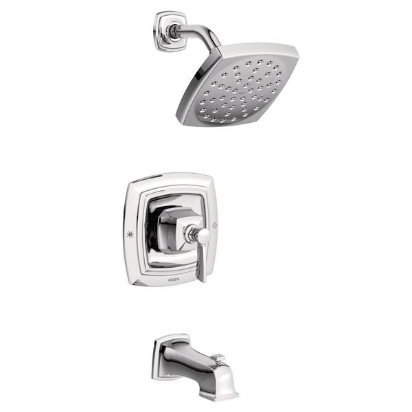 Moen 82922 Conway Posi-Temp Badewannen-/Duscharmatur Mit Ventil – Chrom, 15,2 Cm Regenduschkopf & Auslauf