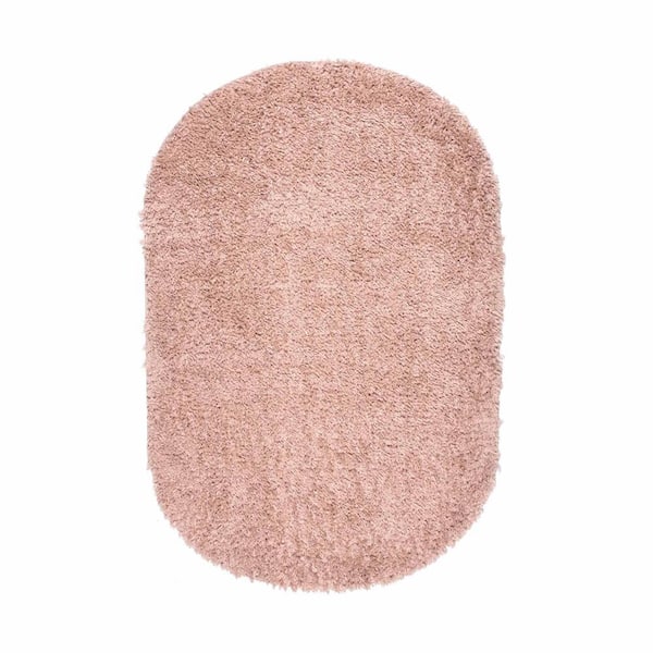 StyleWell Casual Plush Shag Neva Pink 6 ft. x 9 ft. Oval Area Rug