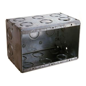 3-1/2 in. D Galv Steel Gray 3-Gang Non-Gangable Masonry Box with 19 Concentric KO's, (1-Pack)