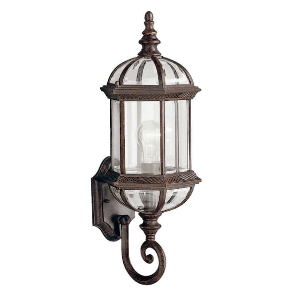 KICHLER Barrie 21.75 in. 1-Light Tannery Bronze Outdoor Hardwired Wall Lantern Sconce with No Bulbs Included (1-Pack)