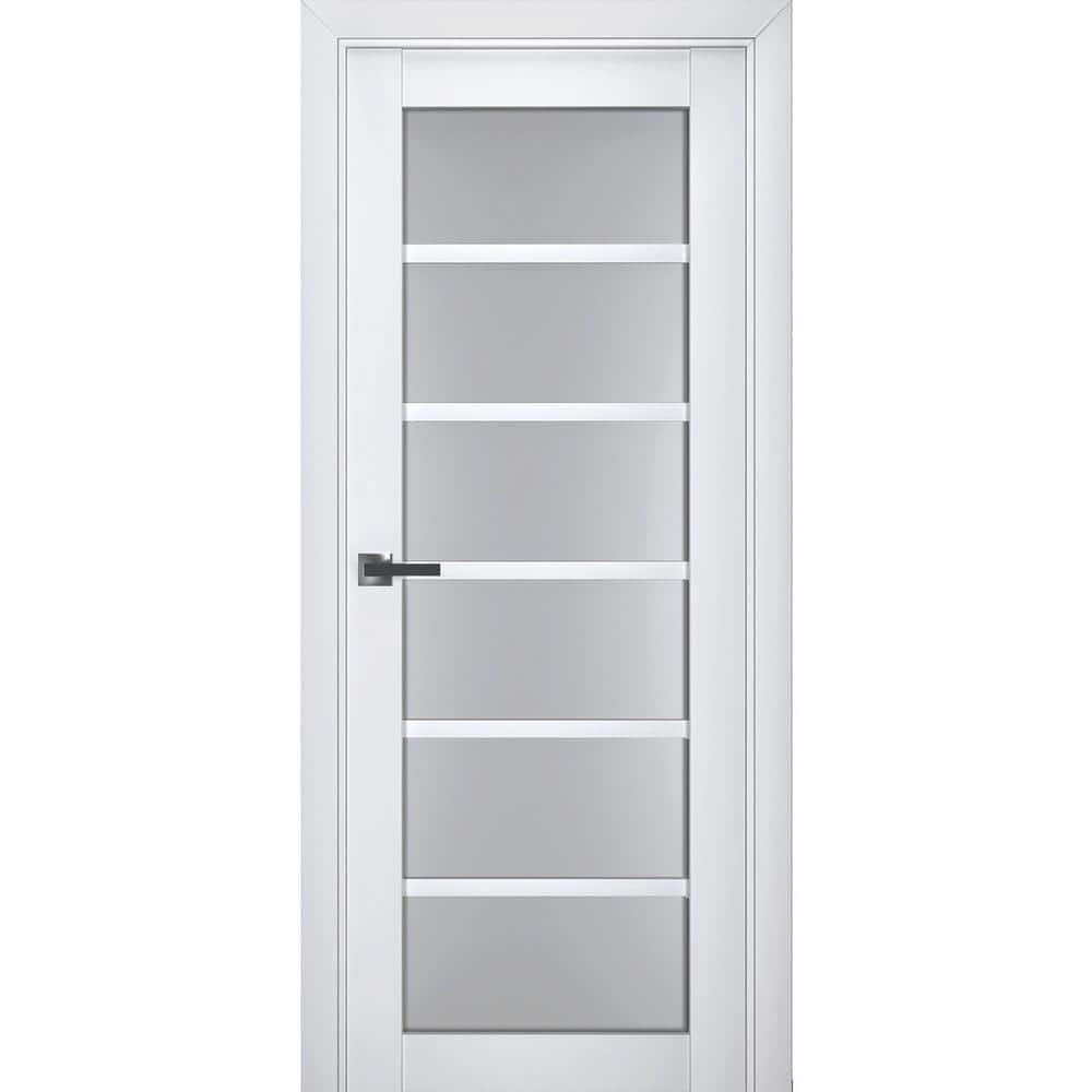 7602 30 in. x 96 in. Right-Hand/Inswing Solid Frosted Glass White Single Prehung Interior Door with Hardware price history on PriceWatchPro