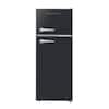 7.5 cu ft Mini Refrigerator with Top Freezer and Chrome Handles in Black