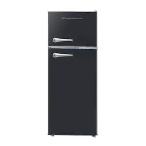 7.5 cu ft Mini Refrigerator with Top Freezer and Chrome Handles in Black