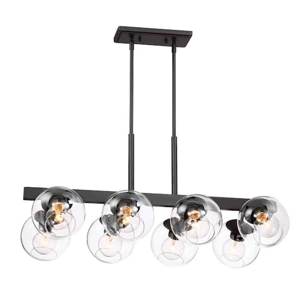 Designers Fountain Meridian 8-Light Satin Bronze Modern Linear Chandelier for Kitchen Islands with No Bulbs Included