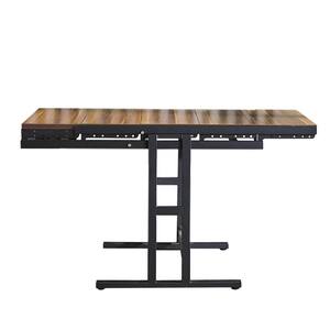 47.2 in. Walnut and Black Solid Wood Rectangle with Folding Conversion as Dining Table or Vertical Shelf (Seats 6)