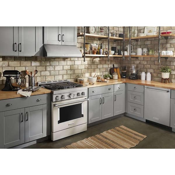 KitchenAid 30 in. 4.1 cu. ft. Smart Commercial-Style Gas Range with  Self-Cleaning and True Convection in Stainless Steel KFGC500JSS - The Home  Depot