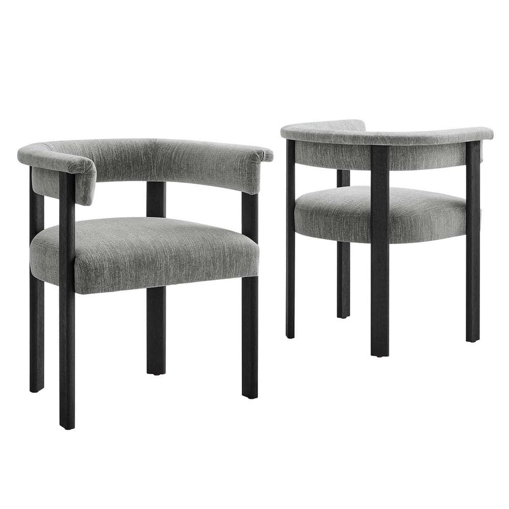 Imogen Woven Heathered Fabric Upholstered Barrel Dining Chairs - Set of 2 in. Heathered Weave Gray Black price history on PriceWatchPro