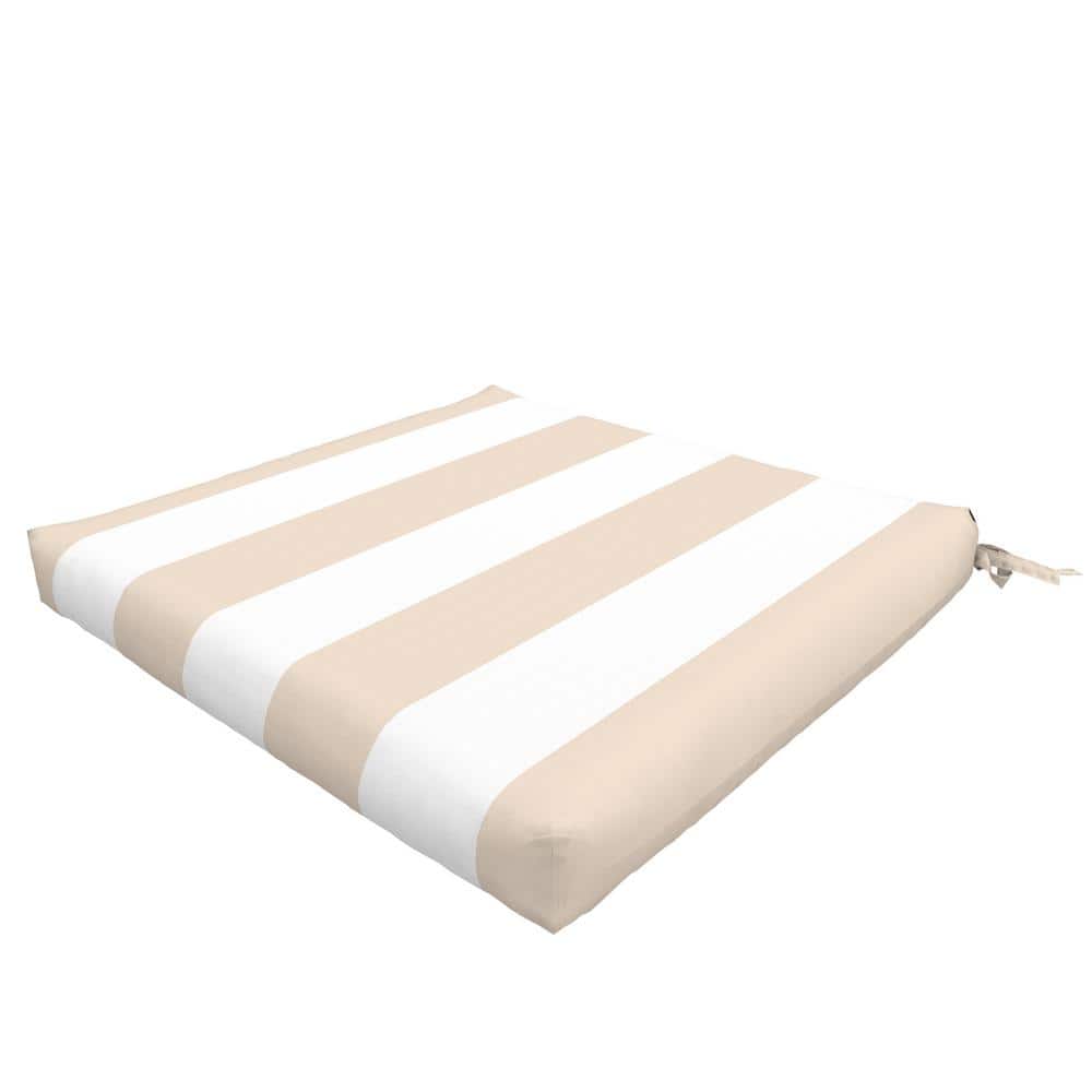Champagne and White Striped All-Weather Outdoor Chair Cushion Set