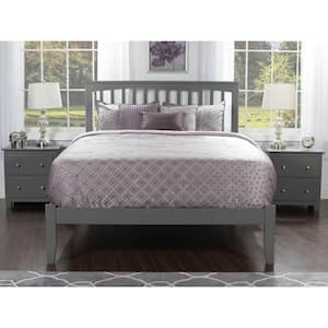 Mission Queen Platform Bed with Open Foot Board in Grey